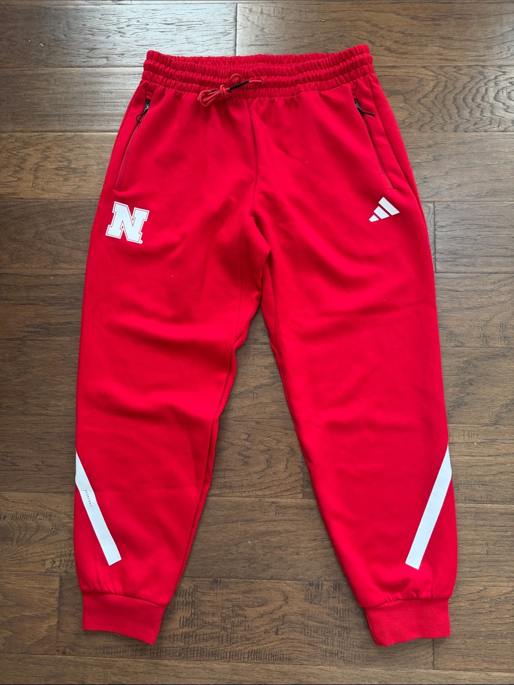 adidas official Nebraska Joggers with White Logos